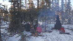 Winter 'camping' out our backdoor.